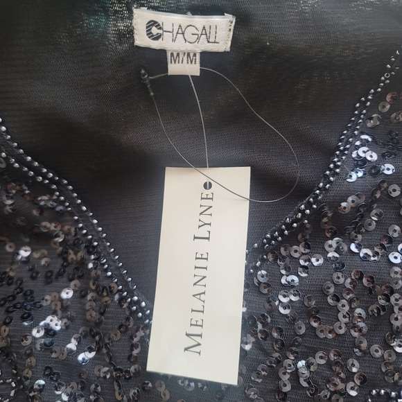 NWT Melanie Lyne Textured Sequins Chiffon Long Sleeve Top in Black Size… - Picture 13 of 13